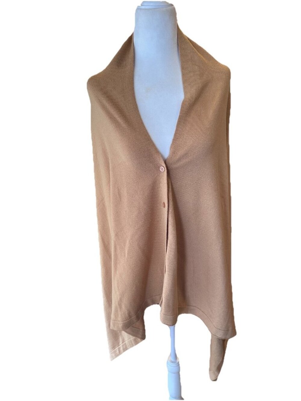 IMAN Global Chic Camel Color Lightweight Button Knit Wrap Womens One Size Shawl
